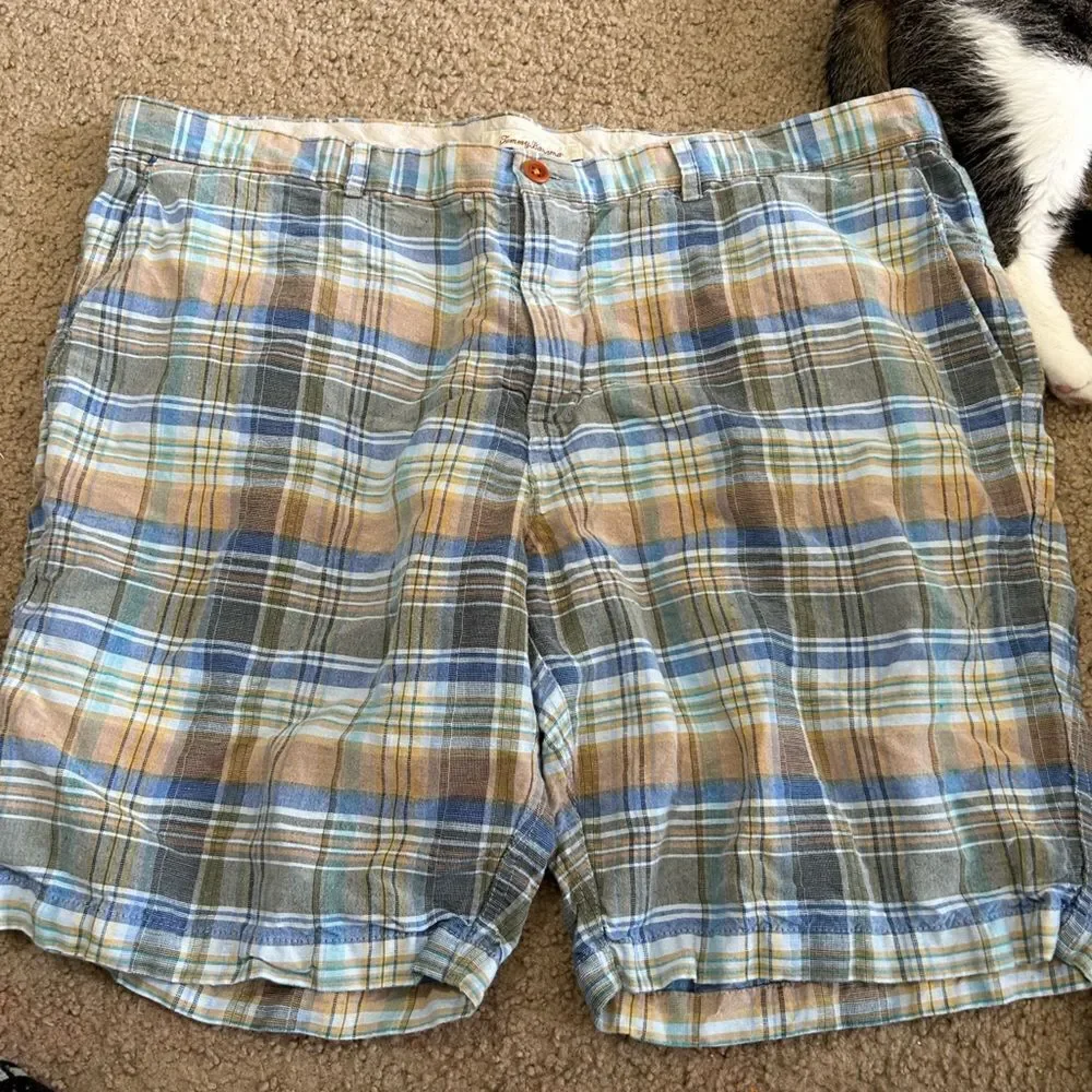 Tommy Bahama Plaid Casual Linen Shorts